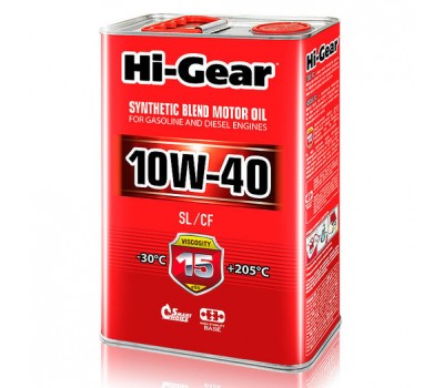 HG1114  Полусинтетическое моторное масло Hi-Gear 10W40 SL/CF, 4л