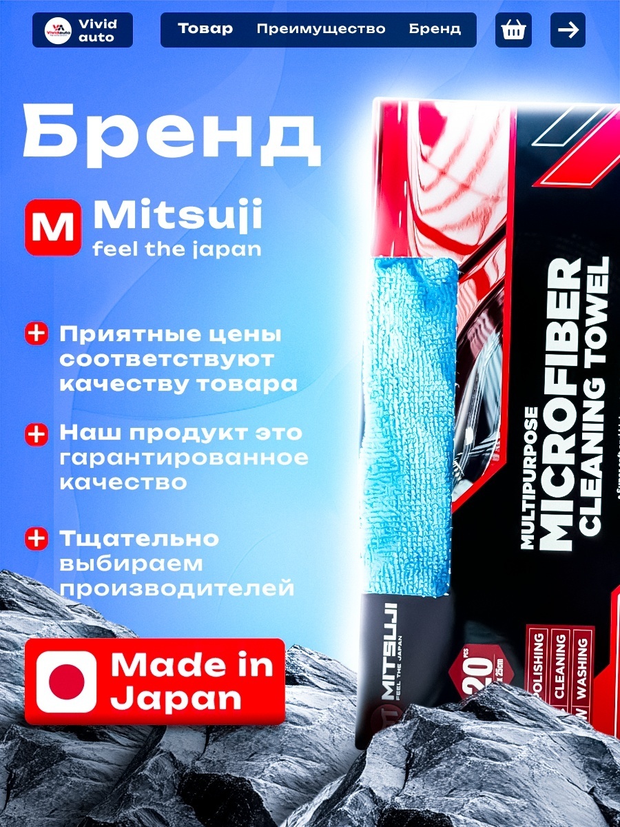 Mitsuji Набор салфеток из микрофибры 25*25 см. 20 шт. FDPK020