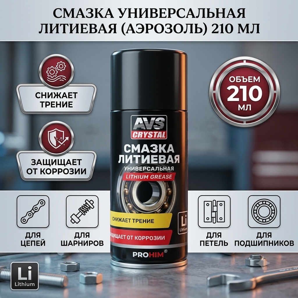 AVS Смазка универсальная литиевая AVK-728 210 ml